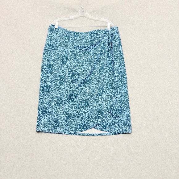 RIPSKIRT Hawaii Skirt Length 3 Nice Shins Wrap Blue Paisley Floral XL Pockets - Picture 1 of 8
